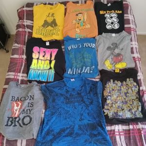 All 9 assorted novelty t-shirts for $40